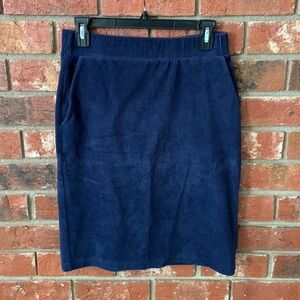 Lands’ End Navy Corduroy Stretch Pencil Skirt